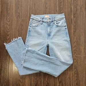 Mother The Insider Crop Step Fray Light Wash Jeans Size 26